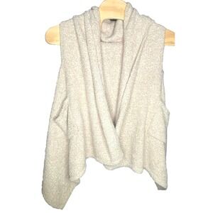 Soft Surroundings Women's One size cream/gray Open Vest lagenlook‎ pockets fuzzy